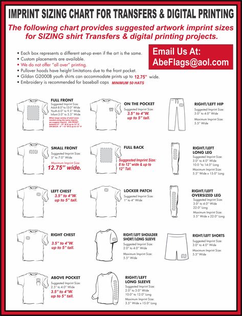 T-Shirt Imprinting Letter Size For Vinyl On Shirts, Vinyl Shirt Placement Guide, Pocket Size For Vinyl, Size For Vinyl On Shirts, Vinyl Size For Pocket On Shirt, Design Placement On Back Of Shirt, T Shirt Business Organization, Placement Embroidery, Logo Placement