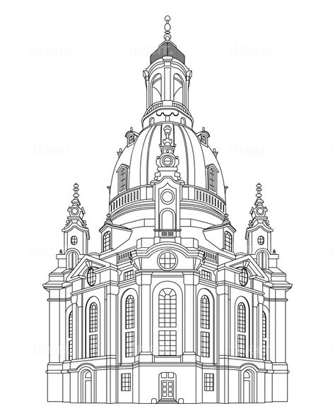 Line Art Building, Building Sketch Simple Architectural Drawings, Building Line Drawing, Architecture Line Drawing, Cathedral Drawing Sketch, Building Line Art, Archeticture Sketch Buildings, Gothic Architecture Drawing Sketch, Design Brief Template