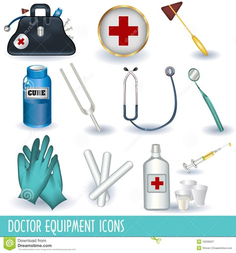 pics of things used by doctors for kindergarten use | Set of 12 different doctor equipment icons separately grouped and ... Unique Vision Boards, Doctor Equipment, Dental Business, Line Images, I Am Unique, Preschool Colors, Medical Bag, Home Doctor, Art Terms