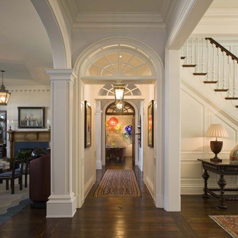 Jacksonville Estate - William T. Baker | Award-Winning Classical Residential Designer Modern Colonial Interior Design, Colonial House Interior Design, Colonial Home Interior, Colonial House Interior, Colonial Interior Design, Beach Mansion, Corridor Design, Colonial Interior, Classical House