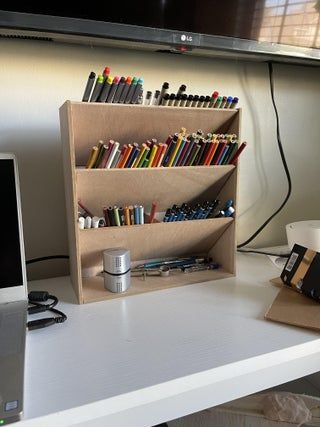 Pen Organizer : 7 Steps (with Pictures) - Instructables Diy Paint Brush Holder Storage Ideas, Desk Organizer Shelf, Desk Organizing, Teenager Bedroom Design, Office Desk Organizer, Diy Marker, Pen Organizer, Diy Stationary, Desk Organization Diy