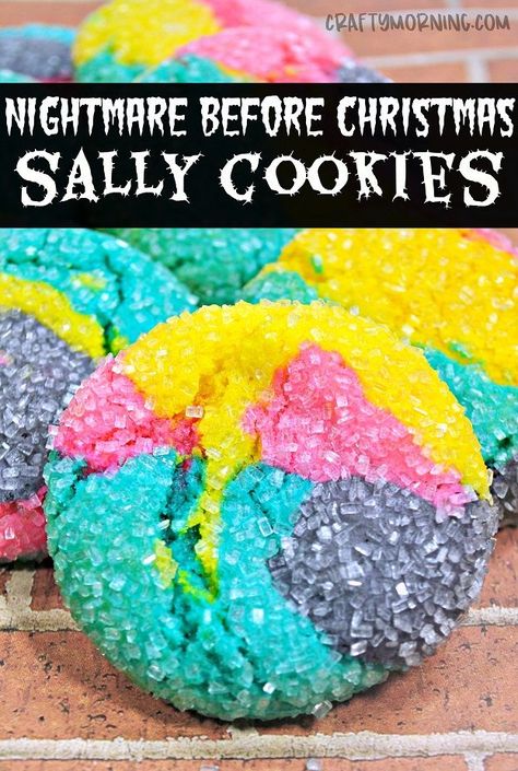 Nightmare Before Christmas Sally Cookies - delicious crinkle cookie recipe! Sally Cookies, The Nightmare Before Christmas Sally, Block Pumpkins, Nightmare Before Christmas Movie, Nightmare Before Christmas Sally, Crafty Morning, Disney Movie Night, Disney Recipes, Pink Cookies