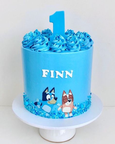 Bluey Cake Ideas 1st Birthday, Bluey Cake Buttercream, Small Bluey Cake, Bluey Cakes For Boys, Bluey Smash Cake Boys, Bluey Cake Ideas Birthday, Bluey Cake Ideas Birthday Boy, Bluey Cake Smash, Bluey Smash Cake