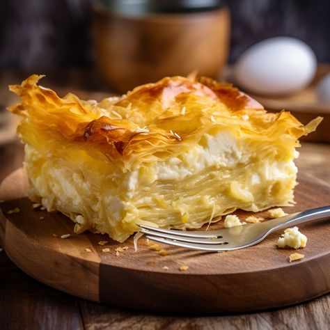 Get a taste of Bulgaria with this buttery and cheesy Banitsa, a traditional dish that's perfect for breakfast, lunch, or dinner! #Food #Recipe #CheeseLover #BulgarianBanitsa #SavoryPastry #PhylloPastry #FetaCheese #Eggs #FlakyAndButtery #Homemade #Delicious #banitsa #bulgaria #yum Banitsa Recipe Bulgaria, Phyllo Recipes, Macedonian Food, Savory Pastry, Bulgarian Recipes, Egg Recipes For Breakfast, Romanian Food, Puff Pastry Sheets, Flaky Pastry