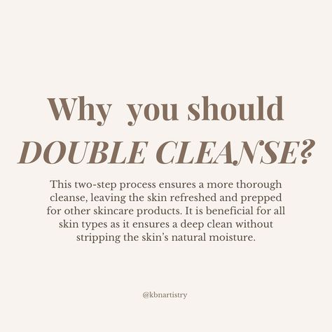 Double cleansing will have your skin barrier thanking you!🙏🏻🤍 If you wear makeup or SPF, your regular cleanser is not enough to completely remove all traces. Using an oil-based cleanser followed by a water-based cleanser will effectively break down and remove the oil in your products (which will also help prevent breakouts as the pores are being properly cleaned). Save this post as a reminder for when you’re too lazy to double cleanse🙈 #esthetician #skincaretips #skincare #doublecleansing... Double Cleanse, Oil Based Cleanser, Double Cleansing, Skin Barrier, Not Enough, Esthetician, Deep Cleaning, Enough Is Enough, Natural Skin