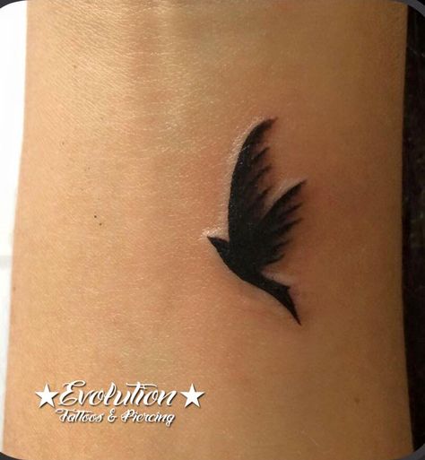 Black Dove Tattoo, Tattoo Sentences, Sunflower Tattoo Simple, Small Bird Tattoos, Bird Tattoo Men, Little Bird Tattoos, Wrist Tattoo Cover Up, Dove Tattoos, Black Bird Tattoo