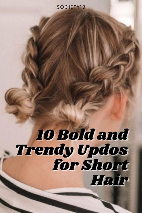 10 Bold and Trendy Updos for Short Hair - Society19 Cute Updos For Disney, Cute Short Updos, Fun Hair Styles For Short Hair, Fun Updos For Short Hair, Short Hairstyle Updos, Fun Updos For Medium Hair, Daphne Hair, Fun Hairdos, Motorcycle Hair