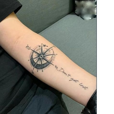 Amazon.com : GoDdis 2 Compass Juice Temporary Tattoo Fake Tattoo Stickers Herbal Semi-Permanent Waterproof Non-Reflective Arm Men Lasting For Two Weeks : Beauty & Personal Care Man Arm, Tattoo For Woman, Tattoo Festival, Tattoo Store, Temporary Tattoo Stickers, Tattoo Sticker, Fake Tattoos, Letter Art, Tattoo Stickers