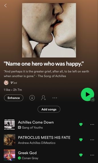 Greek Mythology Playlist, Happy Playlist Names, Song Of Achilles Playlist, The Songs Of Achilles, Songs Of Achilles, The Song Of Achilles Wallpaper, Achilles Greek Mythology, The Song Of Achilles Aesthetic, The Song Of Achilles Fanart