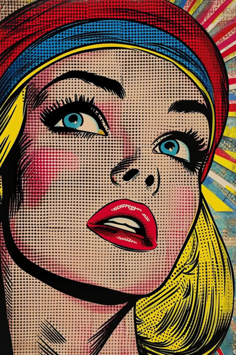 Pop Art Celebrities, Pop Art Famous, Pop Art Icons, Comic Book Style Art, Famous Pop Art, Pop Art Inspiration, Addition Art, Roy Lichtenstein Pop Art, Lichtenstein Pop Art