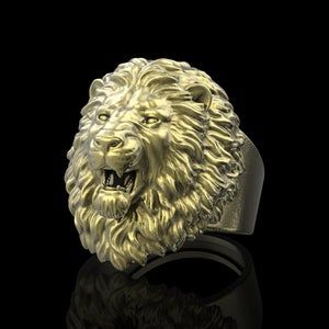 Aslan Lion, Angry Lion, Mens Sterling Silver Jewelry, Lion Charm, Leo Zodiac Sign, Lion Jewelry, King Ring, Leo Lion, Roaring Lion