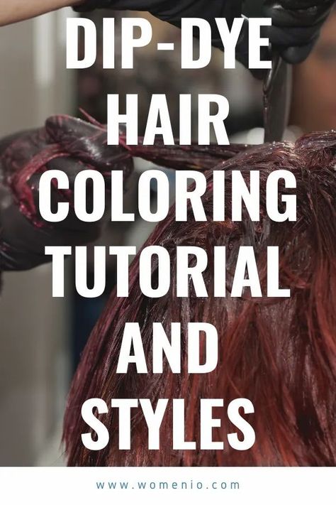 Dip-Dye Hair Coloring Tutorial and Styles How To Dip Dye Hair At Home, Dip Dye Bob, Dip Dye Hair Brunette, Best Home Hair Dye, Hair Dip Dye, Blue Dip Dye Hair, Dye Hair At Home, Hair Coloring Tutorial, Dip Dyed Hair