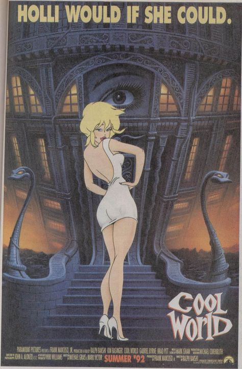 Cool World, Ralph Bakshi, Best Movie Posters, World Movies, Kim Basinger, Thriller Movie, Jessica Rabbit, Pulp Art, Vintage Cartoon