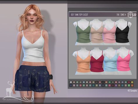 Sims 4 Cc Shorts Women, The Sims 4 Cc Resource Top, Sims 4 Cc Tank Top, Preppy Tank Tops, Cc Top, Tight Tank Top, Feminine Clothes, Sims 4 Tsr, Sims 4 Cc Kids Clothing