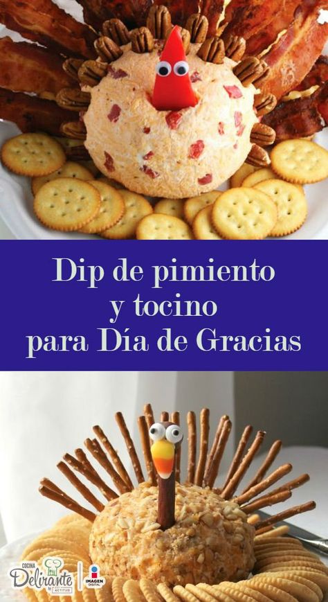 Dip de pimiento y tocino para el Día de Gracias Ideas Para Thanksgiving, Thanksgiving Dip, Owl Snacks, Edible Centerpieces, Thanksgiving Brunch, Thanksgiving Snacks, Thanksgiving Friendsgiving, Dinner At Home, Thanksgiving Traditions