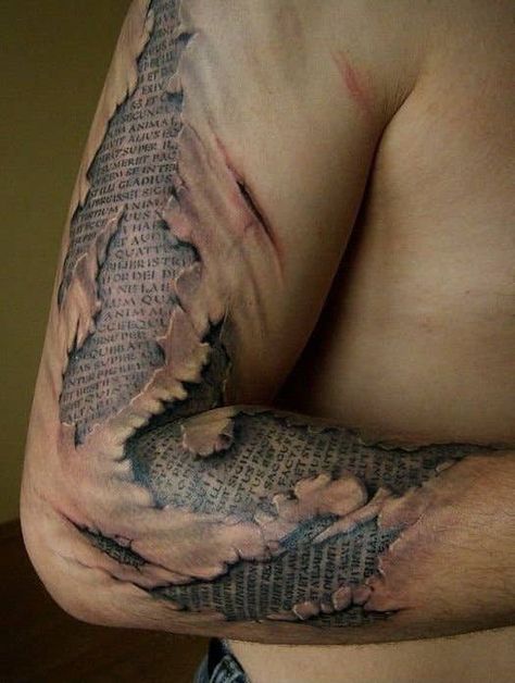 Ripped Skin Tattoo, Tato 3d, Latin Tattoo, Tatoo 3d, Amazing 3d Tattoos, Tattoos Pinterest, Optical Illusion Tattoo, Men Tattoos Arm Sleeve, Half Sleeve Tattoos For Guys