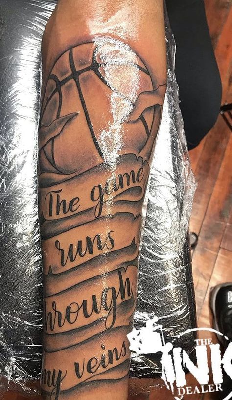 Basketball Shoulder Tattoos, Basketball Arm Tattoos, Basketball Tattoos For Men Sleeve, Tattoo Ideas For Athletes, Leg Tattoo Men Basketball, Tattoo Ideas For Men Basketball, Basketball Forearm Tattoos, Sport Tattoo Ideas Women, Basketball Leg Tattoos