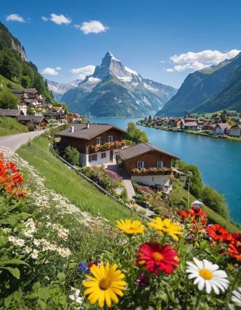 Switzerland Beautiful Places Nature, Switzerland Wallpaper Aesthetic, Beautiful Switzerland Nature, Switzerland Homes, Switzerland Wallpaper, Switzerland Landscape, Switzerland Art, Switzerland Photography, Swiss Cottage