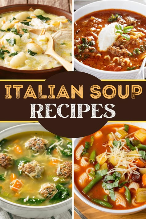 Easy Italian Soup, Italian Soups, Italian Soup Recipes, Minestrone Soup Recipe, Italian Dinner Recipes, Pasta Fagioli, Italian Soup, Italian Foods, Veggie Soup