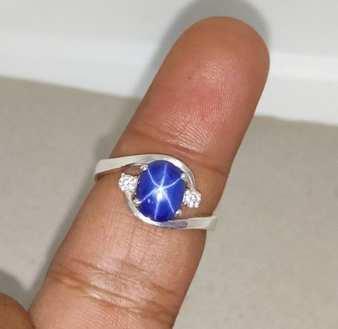 Cabachon Jewelry, Blue Star Sapphire Ring, 2nd Anniversary Gift, Halloween Ring, Star Sapphire Ring, Rings Blue, Blue Topaz Engagement Ring, Blue Star Sapphire, Fake Jewelry