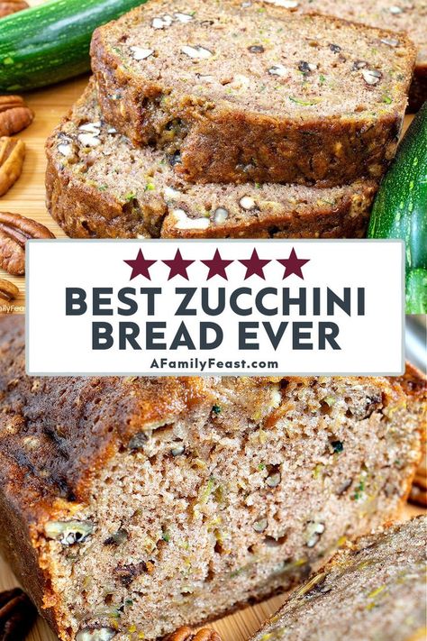 Believe the hype! This really IS the Best Zucchini Bread Ever! The Best Zucchini Bread, Family Feast Recipes, Zucchini Recipes Dessert, Best Zucchini Bread, Zucchini Bread Healthy, Best Zucchini, Healthy Breakfast Snacks, Zucchini Bread Recipes, Family Feast