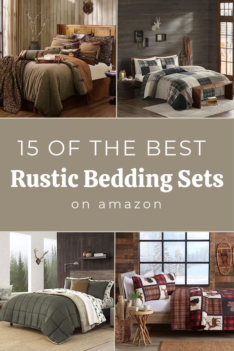 Rustic Duvet Covers, Cabin Comforter Sets, Rustic Cabin Bedding Ideas, Mountain Home Bedding, Modern Cabin Bedding, Cabin Home Bedroom, Vintage Rustic Bedroom Decor, Cabin Guest Room Ideas, Rustic Bedding Sets Cozy Bedroom