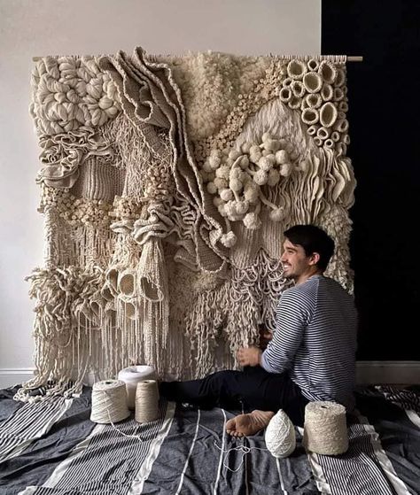 Erik Speer, Macrame Weave, Embroidery Textiles, فن النسيج, Simpul Makrame, Stockholm Apartment, Textile Fiber Art, Arte Inspo, Macrame Ideas