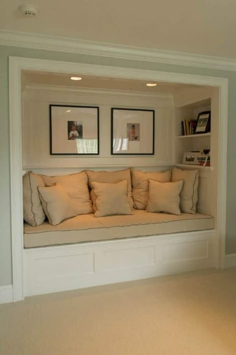 65 Wonderfully cozy reading nooks for book lovers Nooks Ideas, Closet Nook, Reading Nook Closet, Closet Conversion, Small Closet Organization Bedroom, تحت الدرج, Closet Small Bedroom, Bedroom Seating Area, Bed Nook