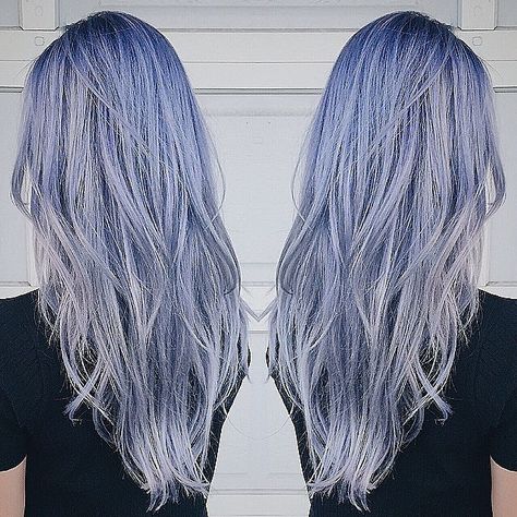 Formula How-To: Silver-Blue | Modern Salon Icy Blue Hair, Silver Blue Hair, Galaxy Hair, Lilac Hair, Coloured Hair, Silver Hair Color, Hair Ombre, Temporary Hair Color, Blue Highlights