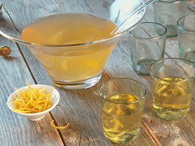 Martha Stewart Entertaining, Champagne Punch Recipes, Vodka Punch, Candied Lemon Peel, Champagne Punch, Vodka Wine, Martha Stewart Recipes, Candied Lemons, Punch Recipe