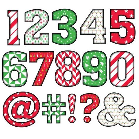 Christmas Numbers Printable Free, Christmas Letters Alphabet, Merry Christmas Writing, Chunky Letters, Fonts Doodle, Red Green White Christmas, Christmas Numbers, Fonts Kids, Rustic Fonts