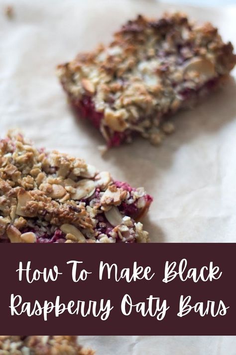 Wild Black Raspberry Recipes, Black Raspberry Desserts, Black Raspberry Recipes, Raspberry Oatmeal Bars, Raspberry Oatmeal, Black Raspberries, Raspberry Desserts, Mid Morning Snack, Almond Bars