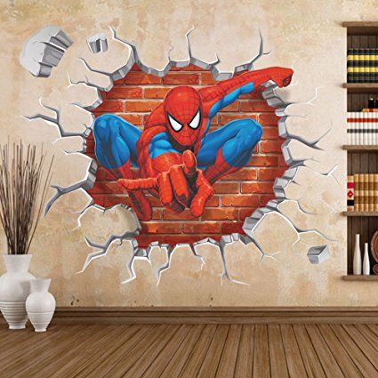 Spiderman Wall Decals, Kids Bedroom Boys, 3d Wall Decals, Children Room Boy, Ceiling Art, Bedroom Murals, Boys Gift, Wall Decor Decals, Removable Wall Stickers