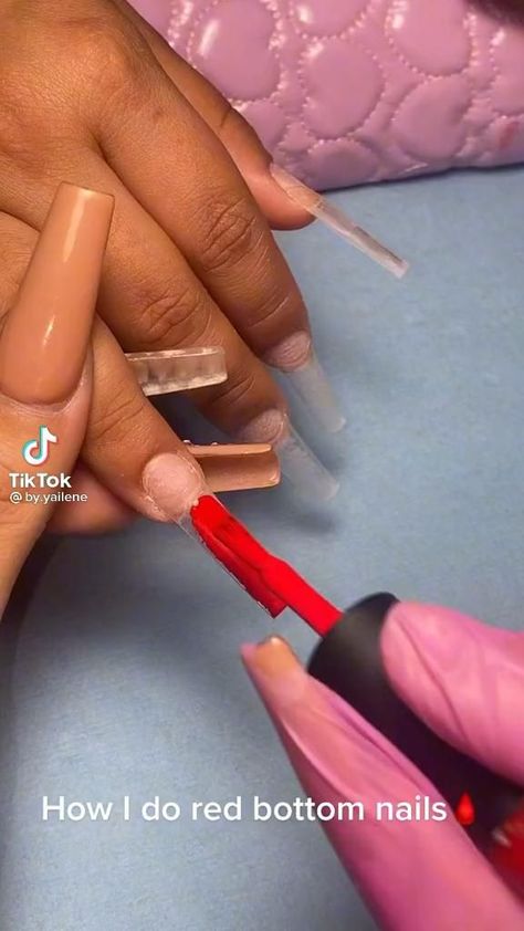 Pin by VarietyPressedBoutique on Nails [Video] in 2022 | Red bottom nails, Acrylic nails, Stylish nails Red Bottom Nails Acrylic, Bottom Nails, Red Bottom Nails, Nail Tutorial Videos, Business Nails, Acrylic Nails At Home, Long Acrylic Nail Designs, Nail Techniques, Diy Acrylic Nails