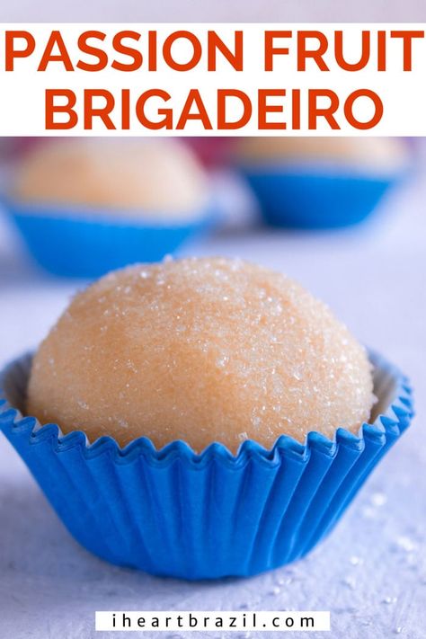 Fruity and aromatic, this passion fruit brigadeiro is a delicious tropical dessert that will transport you to Brazil after the first bite! Get the recipe! | brigadeiro recipe | brazilian recipes | brazilian desserts | passion fruit desserts | passion fruit recipes Brazilian Recipes Dessert, Passion Fruit Recipes, Brigadeiro Recipe, Passionfruit Recipes, Brazilian Recipes, Brazilian Desserts, Tropical Desserts, White Chocolate Fudge, Candy Truffles