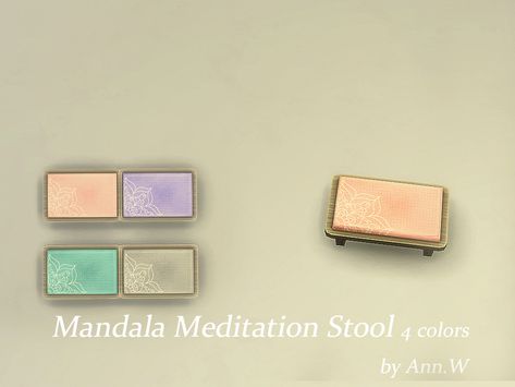 This stool is to match the same design I made for the yoga mat. Please enjoy! Found in TSR Category 'Sims 4 Sporting Goods' Functional Yoga Mat Sims 4, Sims 4 Meditation Cc, Sims 4 Yoga Mat Cc, Sims 4 Yoga Cc, Asthetic Stationery, Sims Decor, Meditation Stool, Sims Houses, Mandala Meditation