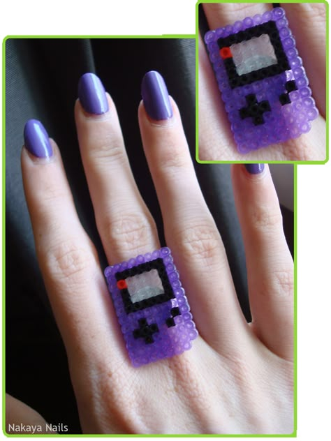 Perler Bead Computer, Perler Bead Earbud Holder, Tiny Perler Beads, Perler Bead Rings, Tiny Perler Bead Patterns, Rave Crafts, Rave Baddie, Ring Png, Doing My Nails