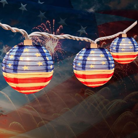 PRICES MAY VARY. 🌟 Independence day decorations Lights: 8.5Ft 4th of July string lights with 10 american flag lantern and 14 mini warm white light bulbs (4 Spare bulbs ), Each bulbs 0.84W, These charming flag lantern string lights are perfect for celebrating national holidays, backyard BBQs, or simply displaying your love for the USA all year round. 🌟 End-to-end connectable (2 ways to connect): Male plug and female plug connect/ male plug and male plug connect. flag lantern string lights total Patriotic Party Decor, Patriotic Decorations Party, Lights Decorations, Hanging Flags, Independence Day Decoration, Lights Hanging, Lantern String Lights, White Light Bulbs, Indoor String Lights