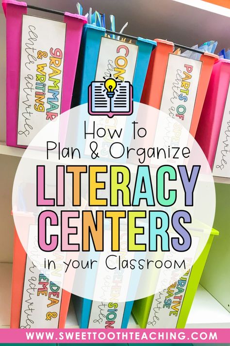 Guided Reading Rotations, Class Centers Organization, How To Organize Centers In Classroom, Guided Reading Organization First Grade, First Grade Stations Literacy Centers, Literacy Rotations First Grade, 2nd Grade Reading Centers Ideas, Center Bins Kindergarten, Organizing Centers In The Classroom