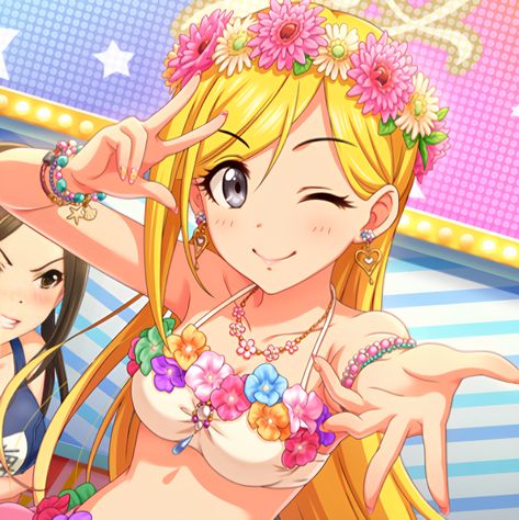 rina fujimoto Summer Gyaru Pfp, Summer Matching Pfp, Rina Fujimoto, Idolmaster Icons, Anime Blue Hair, Idol Master, Anime Summer, Duos Icons, Idolmaster Cinderella