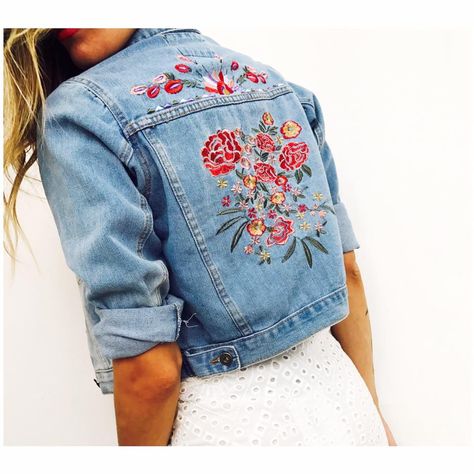 Denim Jacket Embroidery, Mom Clothes, Flower Print Pattern, Embroidered Jean Jacket, Denim Embroidery, Embroidered Denim Jacket, Embroidery On Clothes, Forever 21 Jacket, Flower Embroidery Designs