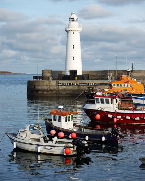 Lighthouse: Donaghadee Lighthouse Donaghadee Lighthouse, Ice Fishing House, Lighthouse Pictures, Beautiful Lighthouse, Beacon Of Light, Light House, Small Boats, Fishing Villages, Ireland Travel