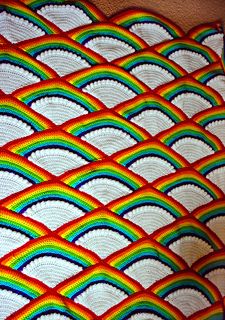 Quilt Crochet Pattern, Retro Afghan, Rainbow Afghan, Crochet Blanket Rainbow, Crochet Retro, Quilt Crochet, Ripple Stitch, Pattern Rainbow, Step By Step Crochet