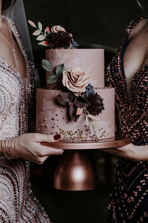 15 Small Wedding Cakes That Are Perfect for a Micro Wedding! Moody Purple Wedding Cake, Dark Fall Wedding Cake, Witchy Wedding Cake, Moody Wedding Cakes, Moody Purple Wedding, Moody Jewel Tone Wedding, Moody Wedding Cake, Moody Inspiration, Dark Academia Wedding