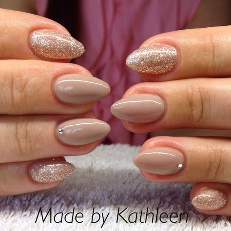 Lovely nude nails... Like my fb page... K's nails and beauty corner!! Nail Colors That Go With Gold Dress, Gold Dress What Color Nails, Beige Silver Nails, Bridesmaid Nails Burgundy Dress, Nude Nye Nails, Nails For A Champagne Dress, Nude Nail Extension Designs, Diwali Nails Idea, Nude Velvet Nails