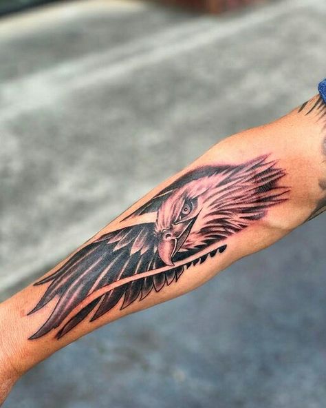 Eagle Tattoo Forearm, Eagle Tattoo Arm, Eagle Tattoo Ideas, Tattoos Eagle, Bald Eagle Tattoos, Traditional Eagle, 9 Tattoo, 2024 Tattoo, Tattoo Ideas Males