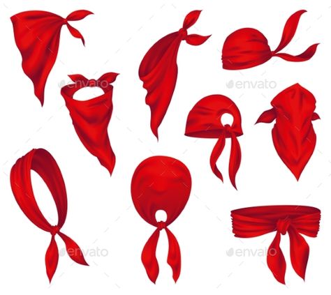 Red Realistic Bandana on Neck Scarf Around Neck Drawing, Bandana Reference, Bandana Drawing Reference, Bandana On Neck, Cowboy Animals, Bandana Drawing, Cowboy Bandana, Neck Drawing, Face Scarf