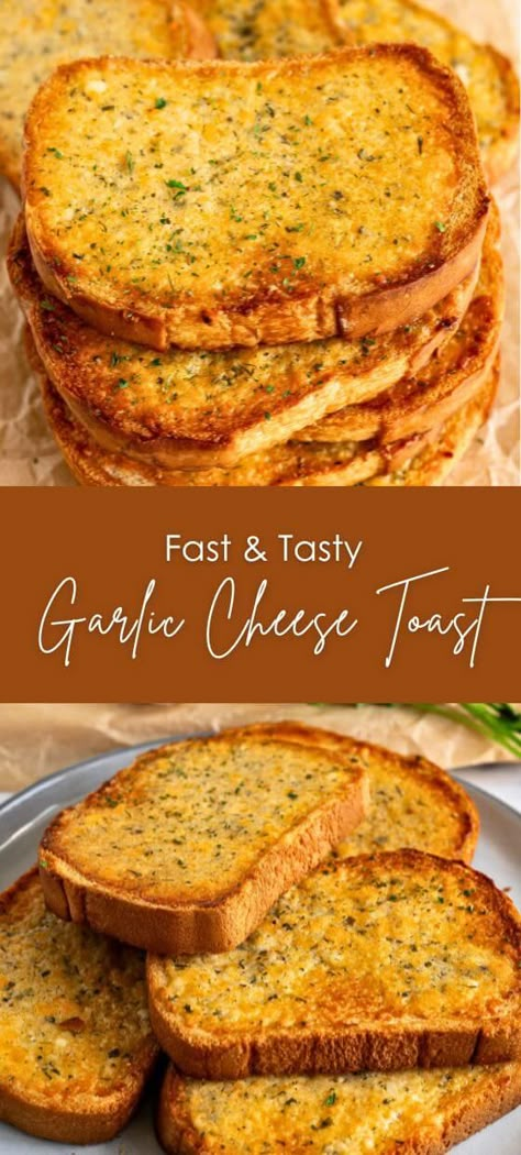 Fast & Tasty Garlic Cheese Toast Brioche Garlic Toast, Garlic Cheese Toast In Oven, Homemade Garlic Toast, Garlic Toast With Bread, Gf Rolls, Garlic Cheese Toast, Flavored Breads, Garlic Toasts, Garlic Toast Recipe