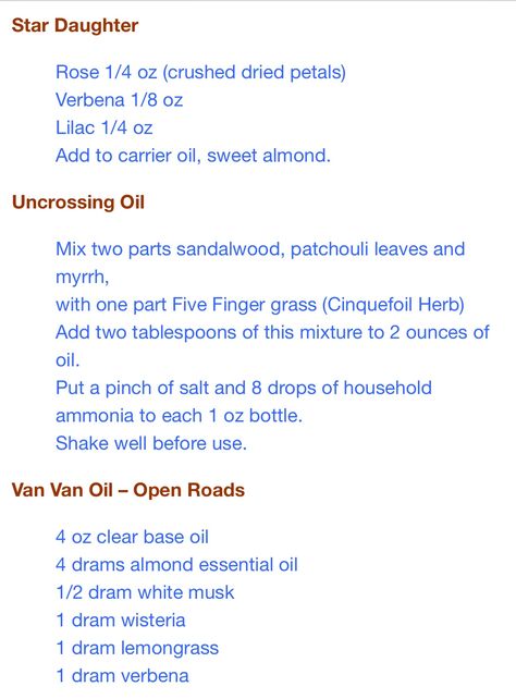 Hoodoo Oils How To Make, Hoodoo Oil Recipes, Oil Spells, Witchcraft Oils, Magical Oils, Essential Oil Spray Recipes, Magick Oil, Ritual Oils, Hoodoo Oils