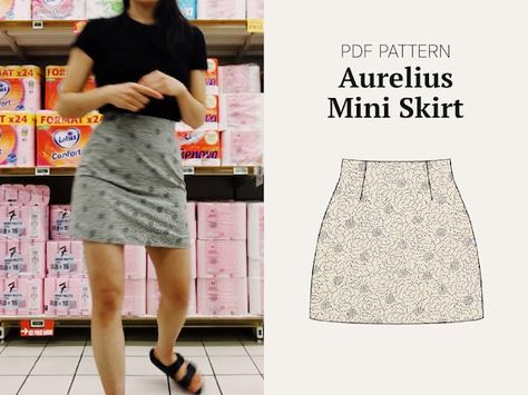 Diy Mini Skirt, Mini Skirt Sewing Pattern, Skirt Sewing Tutorial, Mini Skirt Pattern, Bustier Pattern, Sewing Patterns Skirt, Basic Skirt, Couture Mode, Skirt Patterns Sewing